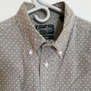 Gitman Brother Vintage - Oxford shirt, sage green polka dot, Large